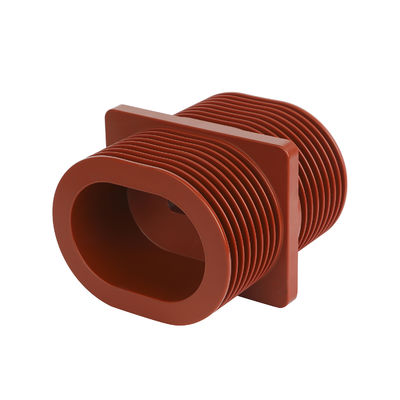 Red Epoxy Resin Wall Insulated Bushing , Epoxy Resin Busbar Through Insulator